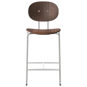 Sibast Sitzgelegenheiten-Piet Hein Thekenhocker, 65 cm, Chrom - Walnuss lackiert