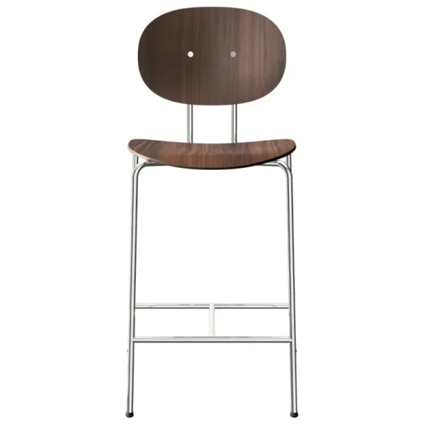 Sibast Sitzgelegenheiten-Piet Hein Thekenhocker, 65 cm, Chrom - Walnuss lackiert