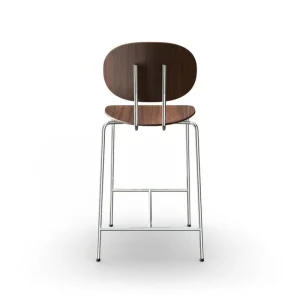 Sibast Sitzgelegenheiten-Piet Hein Thekenhocker, 65 cm, Chrom - Walnuss lackiert