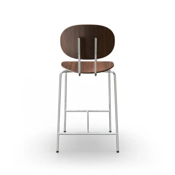 Sibast Sitzgelegenheiten-Piet Hein Thekenhocker, 65 cm, Chrom - Walnuss lackiert