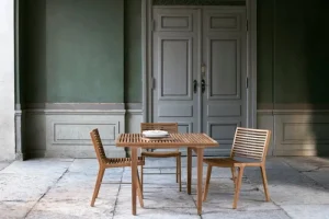 Sibast Terrassenmöbel^RIB Esstisch, 100 x 100 cm, Teak - Edelstahl