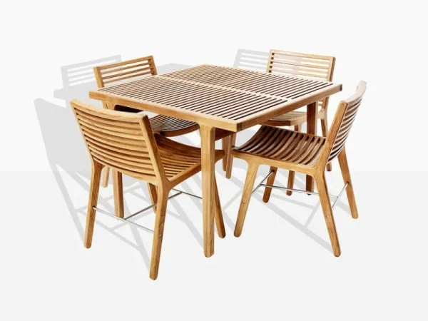 Sibast Terrassenmöbel^RIB Esstisch, 100 x 100 cm, Teak - Edelstahl