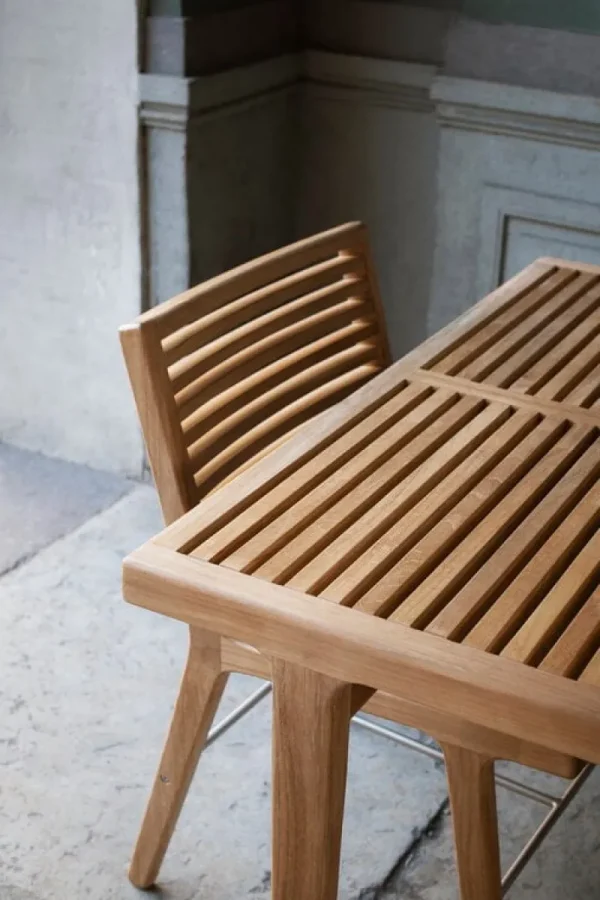 Sibast Terrassenmöbel^RIB Esstisch, 100 x 100 cm, Teak - Edelstahl