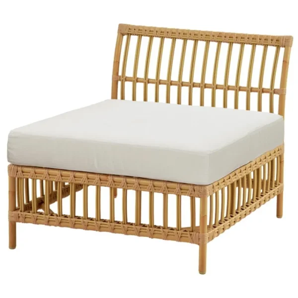 Sika-Design Terrassenmöbel^Exterior Maggie Mittelmodul-Sofa, Natur – weißes Kissen
