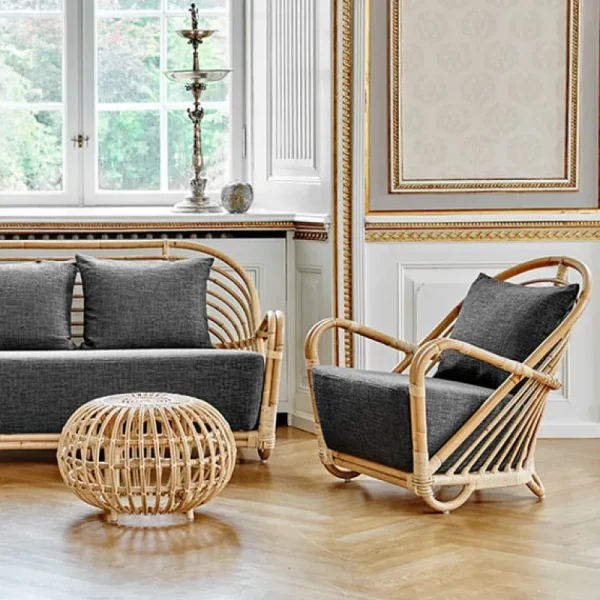 Sika-Design Terrassenmöbel | Sitzgelegenheiten^Fußhocker Franco Albini, groß, Naturrattan