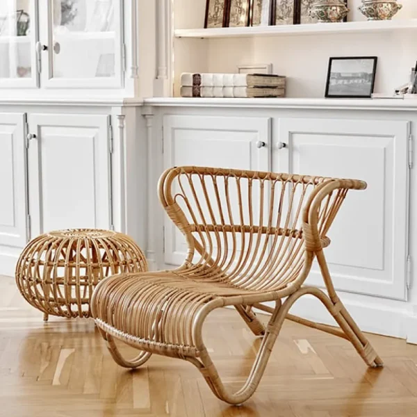 Sika-Design Terrassenmöbel | Sitzgelegenheiten^Fußhocker Franco Albini, groß, Naturrattan