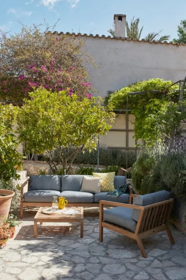 Skagerak Terrassenmöbel^Virkelyst 3 Sitzer Sofa, Teak – aschgrau