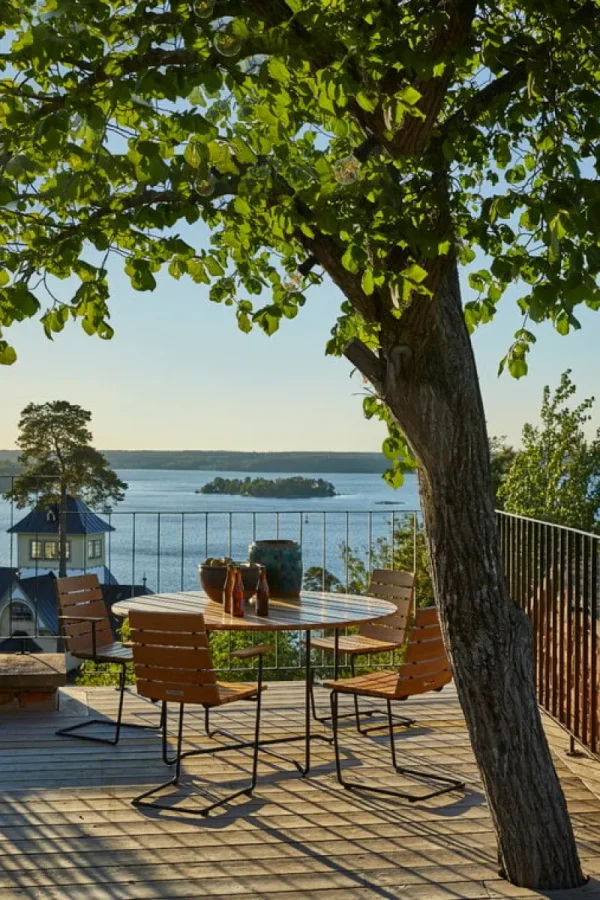 Skargaarden Terrassenmöbel^Stuhl Grinda, Teak – schwarzer Stahl