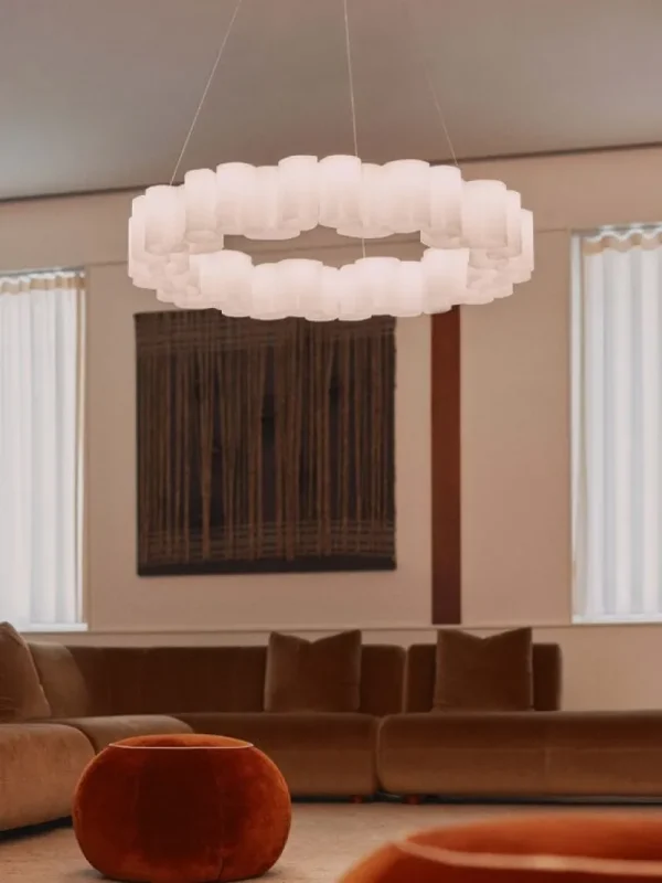 Stilnovo Deckenleuchten-Honey Pendelleuchte, rund, 110 cm, weiß