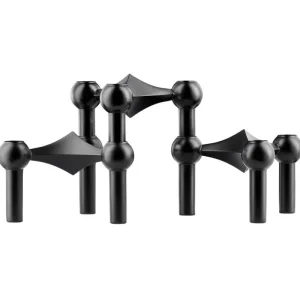 Audo Copenhagen Kerzen Und Kerzenhalter-STOFF Copenhagen Kerzenständer STOFF Nagel, 3er-Set, mattschwarz