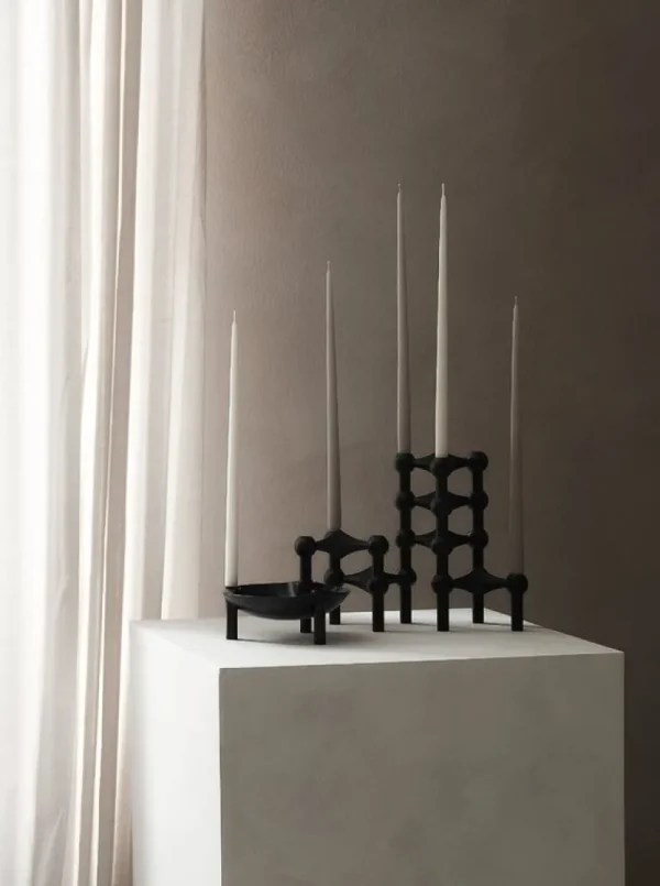 Audo Copenhagen Kerzen Und Kerzenhalter-STOFF Copenhagen Kerzenständer STOFF Nagel, 3er-Set, mattschwarz