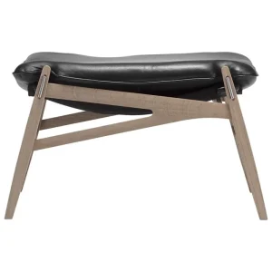 Carl Hansen & Su00f8n Sitzgelegenheiten-Stolab Link Fußhocker, weiß geölte Eiche – schwarzes Elmotique-Leder