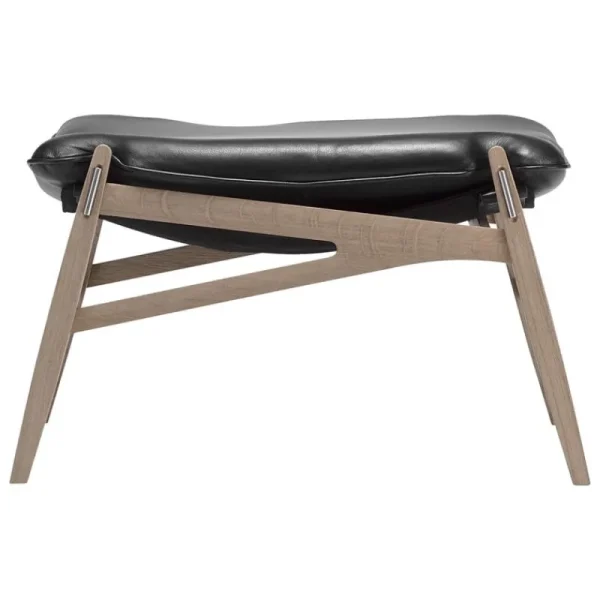 Carl Hansen & Su00f8n Sitzgelegenheiten-Stolab Link Fußhocker, weiß geölte Eiche – schwarzes Elmotique-Leder