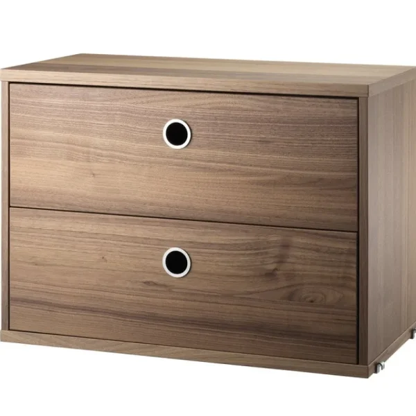 String Furniture Regale-Kommode String mit 2 Schubladen, 58 x 30 cm, Walnuss