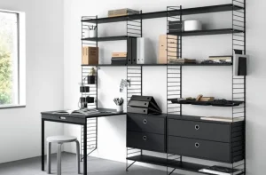 Muuto Regale-String Furniture Kommode String mit 2 Schubladen, 58 x 30 cm, grau