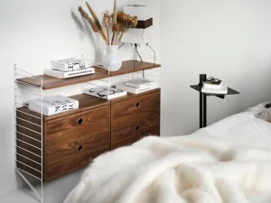 String Furniture Regale-Kommode String mit 2 Schubladen, 58 x 30 cm, Walnuss