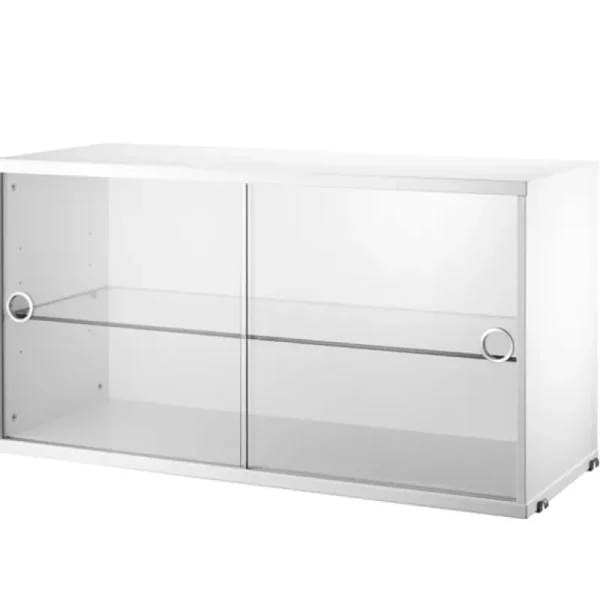 Muuto Regale-String Furniture String Vitrine mit Schiebetüren aus Glas, 78 x 30 cm, weiß