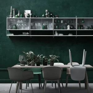 Muuto Regale-String Furniture String Vitrine mit Schiebetüren aus Glas, 78 x 30 cm, grau