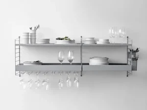 Muuto Regale-String Furniture String-Metallregal, 78 x 30 cm, hoch, grau