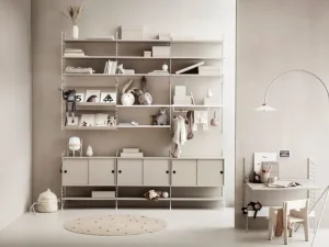 Muuto Regale-String Furniture String-Metallregal, 78 x 30 cm, niedrig, weiß