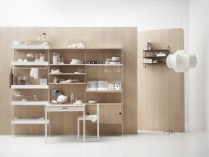 Muuto Regale-String Furniture String-Metallregal, 78 x 30 cm, niedrig, weiß