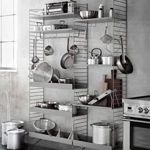 Muuto Regale-String Furniture String-Metallregal, 78 x 30 cm, hoch, grau