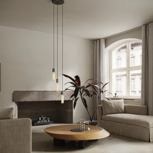 Tom Dixon Deckenleuchten-Tala Basalt Triple Pendelleuchte, Edelstahl