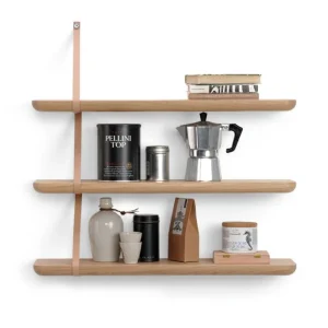 Montana Furniture Regale-Tapio Anttila Collection Renki Regal, L, Eiche - recyceltes Leder