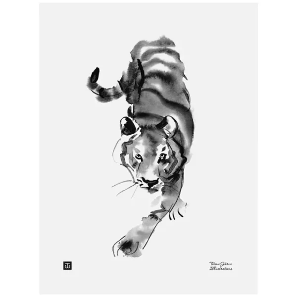 Teemu Ju00e4rvi Illustrations Poster Und Pinnwände^Teemu Järvi Illustrations Sneaking Tiger Poster, 30 × 40 cm