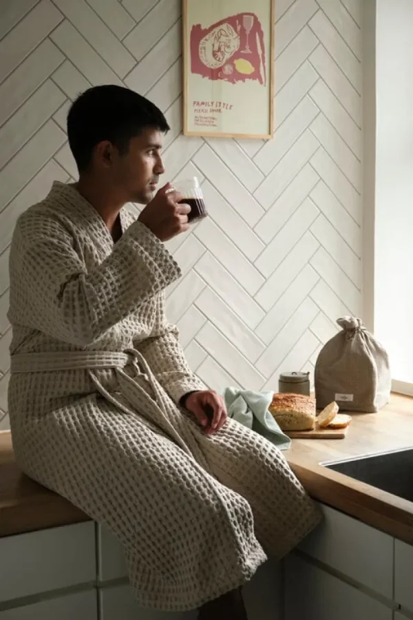 The Organic Company Badezimmertextilien^Big Waffle Bademantel, Stone