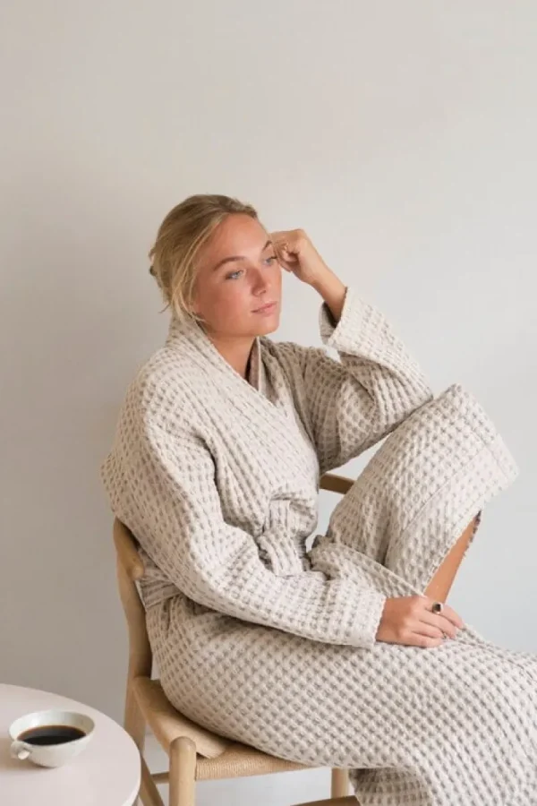 The Organic Company Badezimmertextilien^Big Waffle Bademantel, Stone