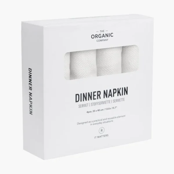 The Organic Company Tischwäsche | Tischwäsche^Dinner Serviette, 4 Stück, Weiß