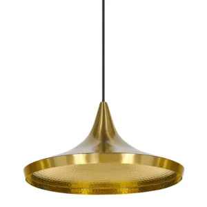 Marset Deckenleuchten-Tom Dixon Beat Wide LED Pendelleuchte, Messing gebürstet