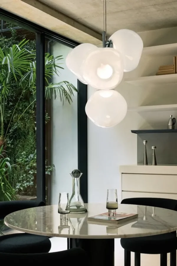 Tom Dixon Deckenleuchten-Melt Chandelier Mini Pendelleuchte, LED, Opal - Silber