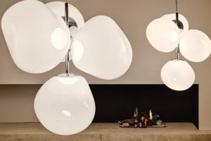 Tom Dixon Deckenleuchten-Melt Chandelier Mini Pendelleuchte, LED, Opal - Silber