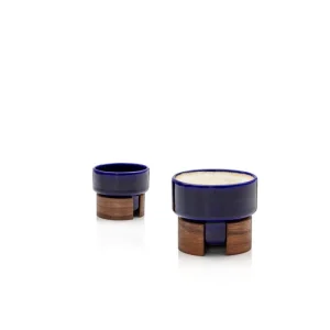 Tonfisk Design Geschirr^Warm Cappuccinotasse, 1,6 dl, 2er-Set, Blau - Walnuss