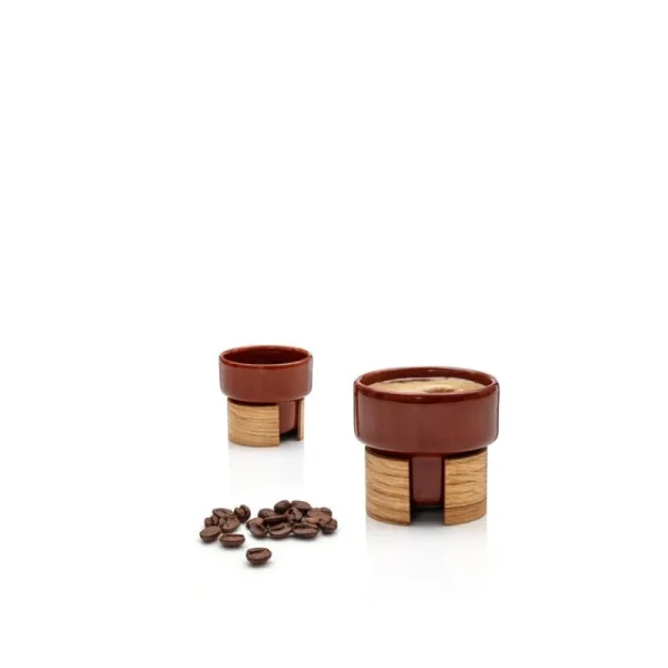 Tonfisk Design Geschirr^Warm Espressotasse, 0,8 dl, 2 Stück, Braun - Eiche