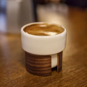 Tonfisk Design Geschirr^Warm Espressotasse, 0,8 dl, 2 Stück, Weiß - Nussbaum