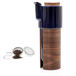 Tonfisk Design Karaffen Und Krüge^Warm Teekanne, 1,1 l, Blau - Walnuss, Korkdeckel