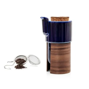 Tonfisk Design Karaffen Und Krüge^Warm Teekanne, 6 dl, Blau - Walnuss, Korkdeckel