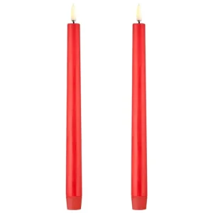 Skandinavisk Kerzen Und Kerzenhalter-Uyuni Lighting LED-Spitzkerze, 25 cm, 2 Stück, Rot