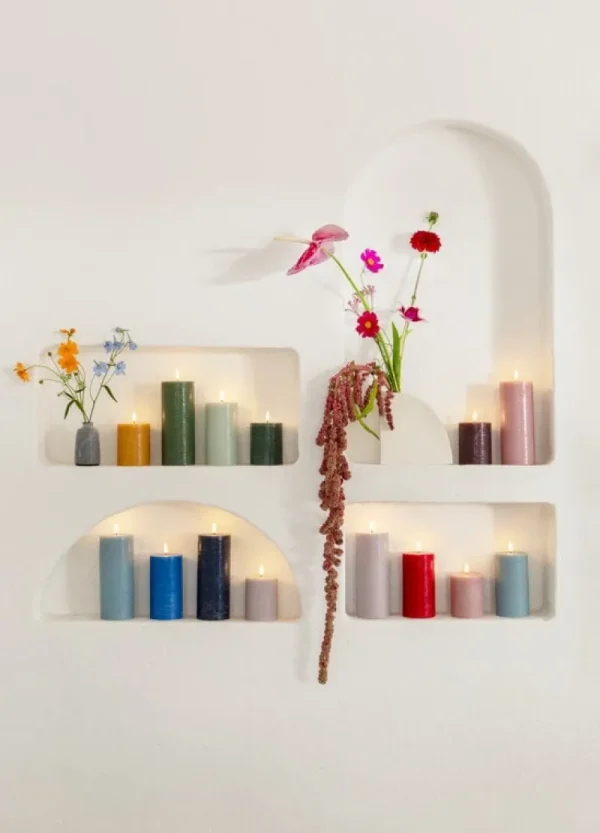 Collaboratorio Kerzen Und Kerzenhalter-Uyuni Lighting LED-Stumpenkerze, 7,8 x 20 cm, rustikale Textur, Tannengrün