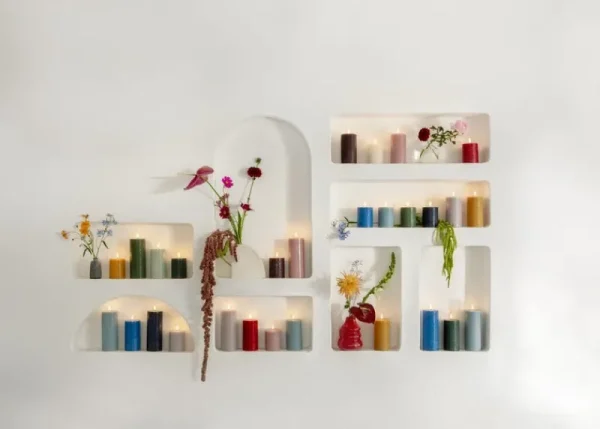 Collaboratorio Kerzen Und Kerzenhalter-Uyuni Lighting LED-Stumpenkerze, 7,8 x 20 cm, rustikale Textur, Tannengrün