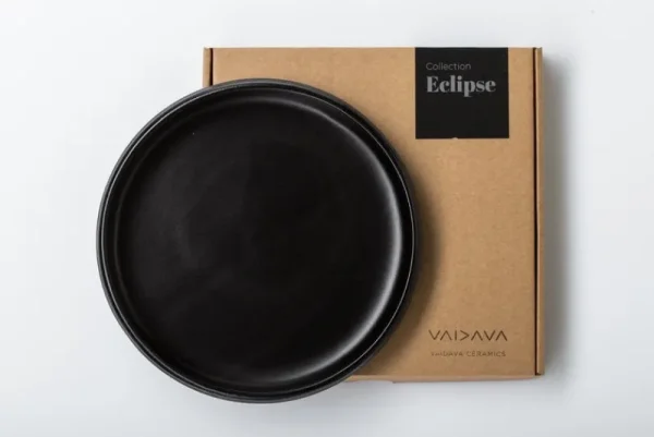 Vaidava Ceramics Geschirr^Eclipse Speiseteller, 22 cm, schwarz