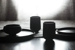 Vaidava Ceramics Geschirr^Eclipse Speiseteller, 22 cm, schwarz