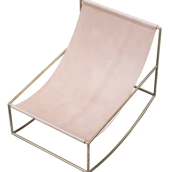 Normann Copenhagen Sitzgelegenheiten-valerie_objects Rocking Chair, Messing – Leder