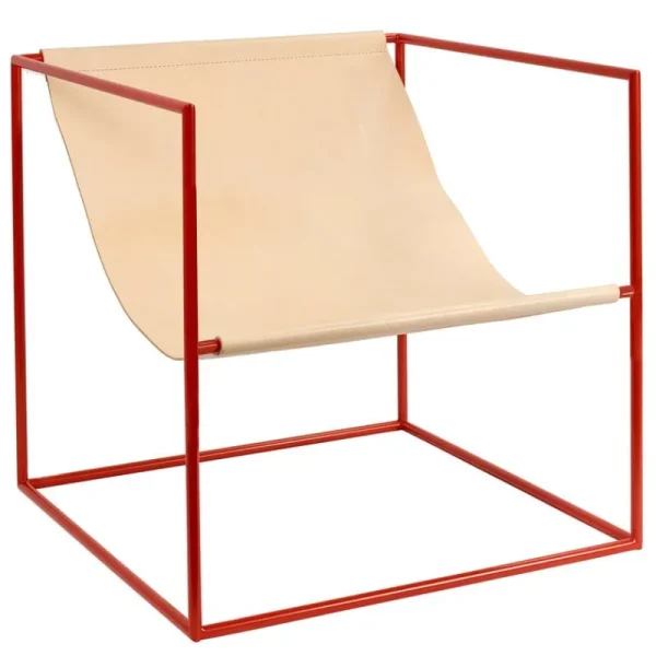Artek Sitzgelegenheiten-valerie_objects Solo Seat Loungesessel, rot – Leder