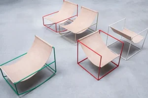 Artek Sitzgelegenheiten-valerie_objects Solo Seat Loungesessel, rot – Leder