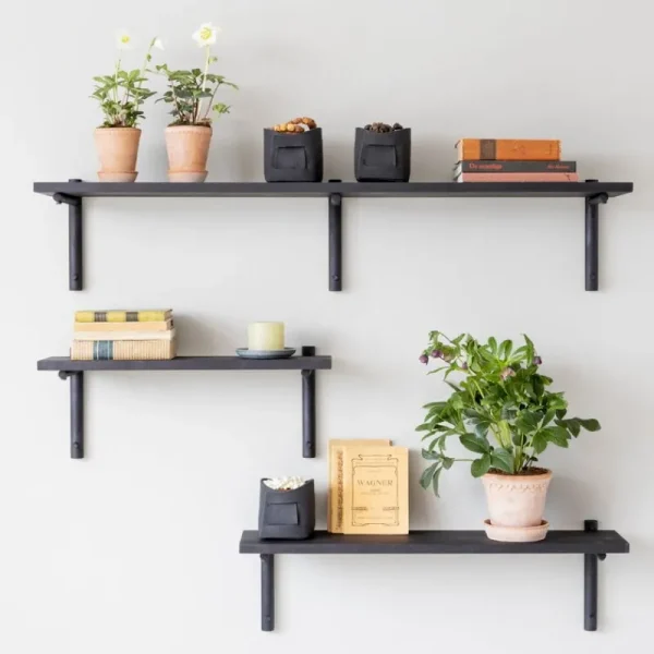 Verso Design Regale-Tikas Wandregal, 24 × 80 cm, Schwarz