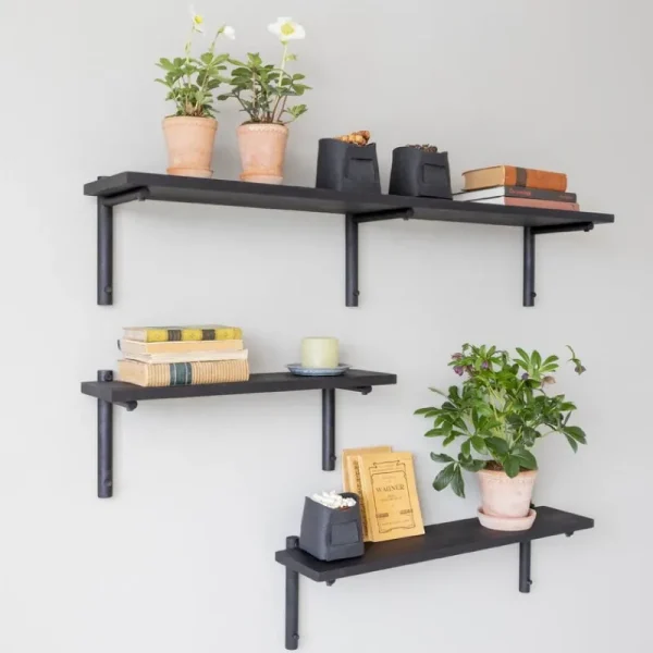 Verso Design Regale-Tikas Wandregal, 24 × 80 cm, Schwarz
